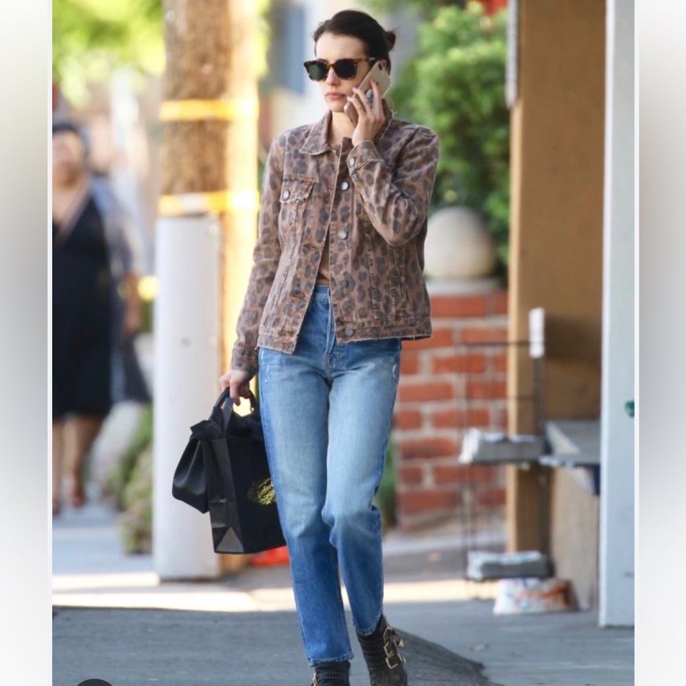 LIKE NEW FOR JOSEPH SNAKESKIN PRINT SUEDE JEAN JACKET MEDIUM